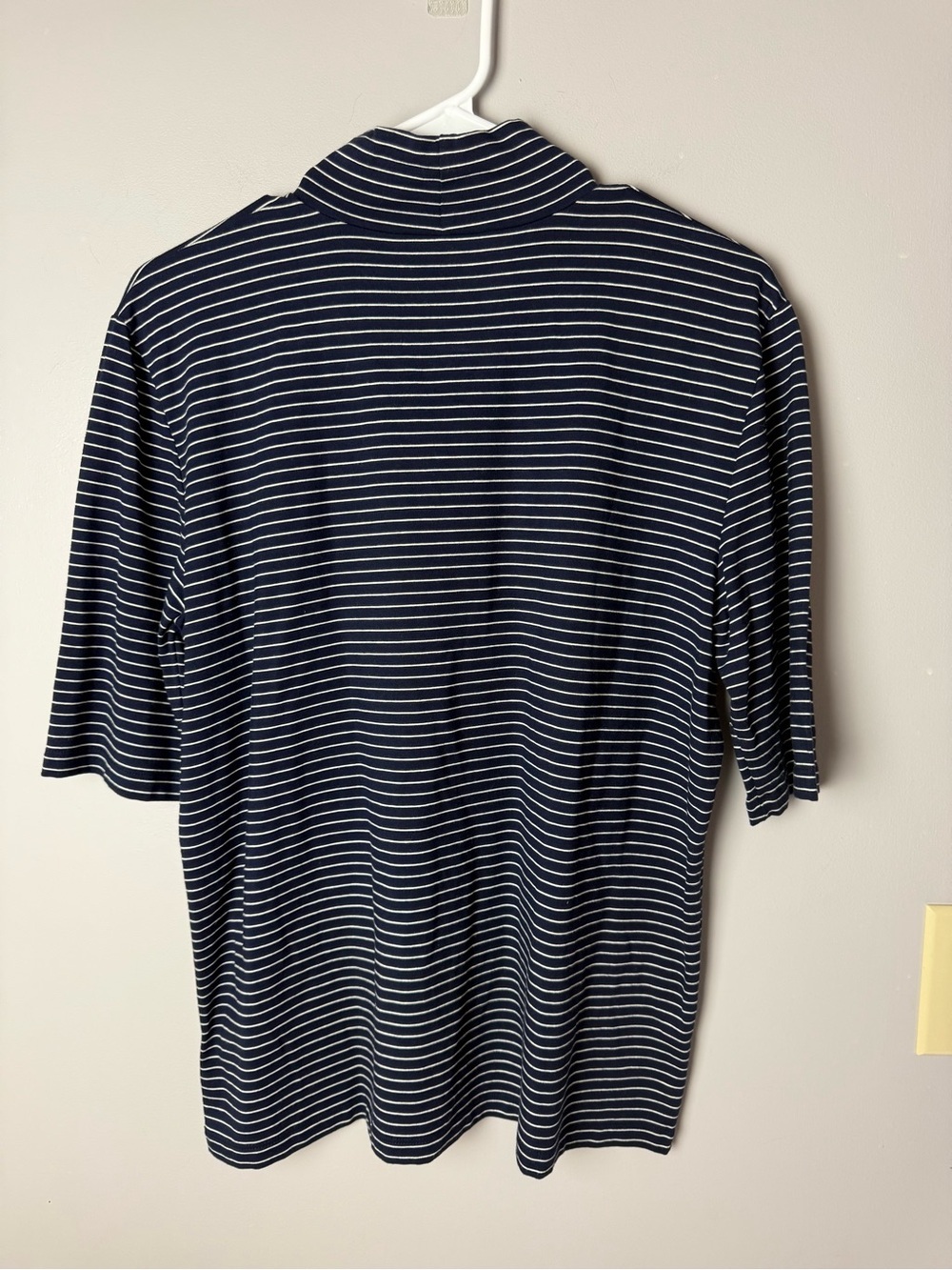 Lauren Ralph Lauren Mock Neck 3/4 Sleeve Navy White Striped Top Womens SZ XL - Picture 6 of 8